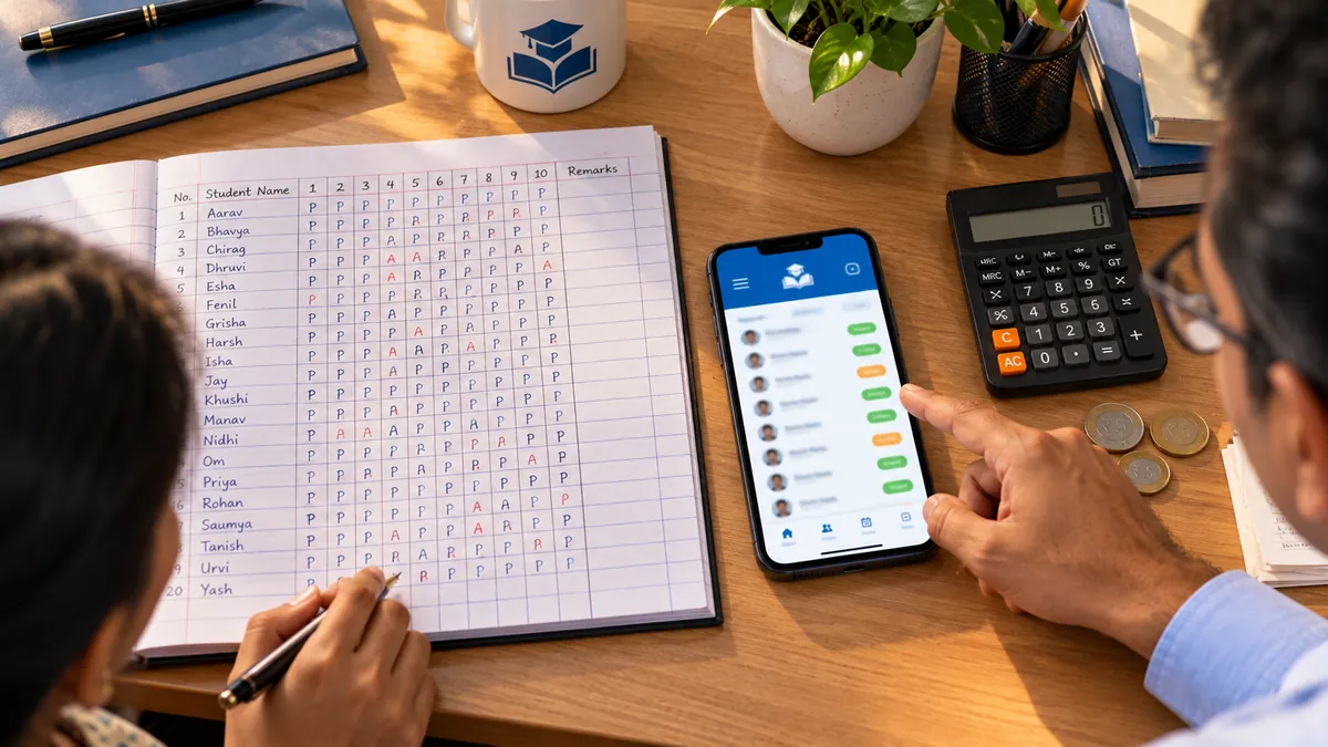Coaching owner comparing paper register cost with software cost